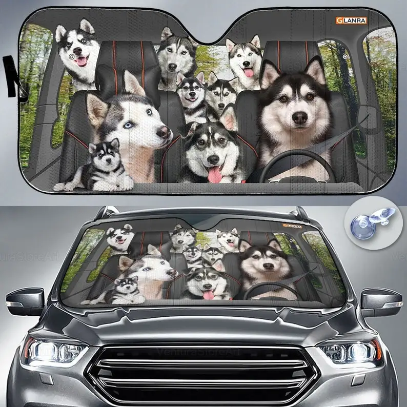 

Husky Car Sunshade, Dog Car Decoration, Husky Lover, Auto Sun Shade, Gift For Dad, Car Windshield, Gift For Him PHT052205F03