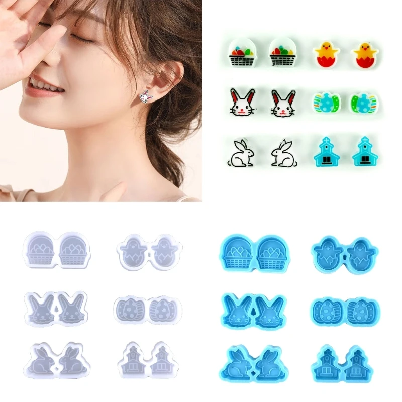 

Tiny Easter Egg Silicone Mould Earrings Studs Resin Mold DIY Jewelry Casting Molds for Earrings Making Hairpin Rein Mold
