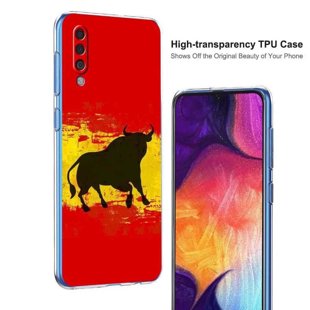 Фото Чехол для телефона Samsung A26 A36 A56 A54 A52 A50 A70 A40 A20E A12 A14 A16 A22 A24 A42 A34 A32 5G A04s A06 Чехол Испания Bull Flag №2