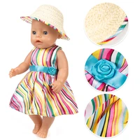 2021 new doll skirt straw hat doll clothes for 18 inch43cm birth baby doll clothes reborn doll accessories