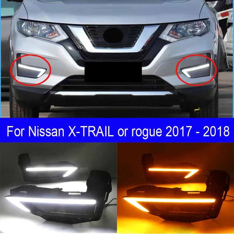 

Дневные ходовые огни для Nissan X-Trail или rogue 2017-2018, светодиодсветодиодный желтые ходовые огни, Специальные высококачественные противотуманные ...