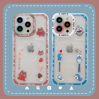 bandai funny bear doraemon card bag clear phone case for iphone 13 12 11 pro max xs xr x xsmax 8 7 plus high quality cover