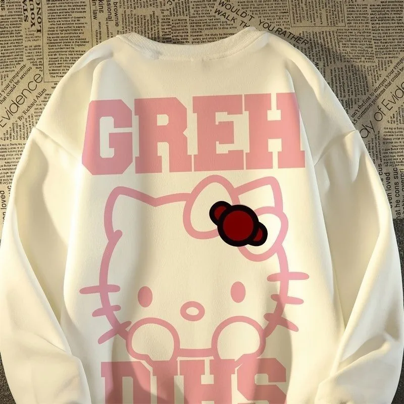 

Толстовка хлопковая с круглым вырезом и принтом котенка