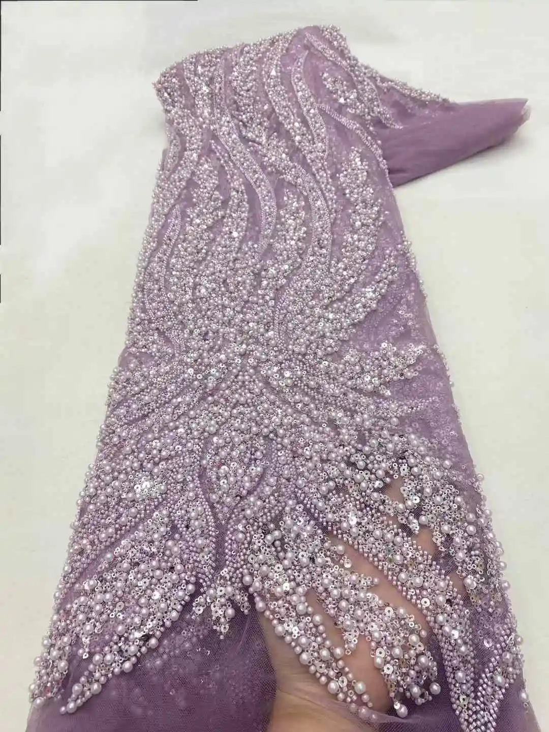 Роскошная сетчатая кружевная ткань с африканскими бусинами 2024 вышивка бисером и