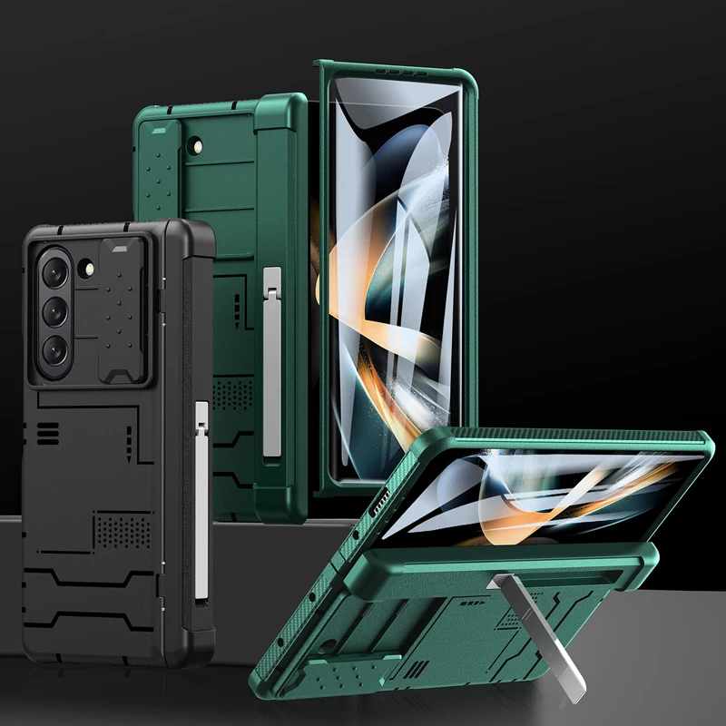 

Сверхмощный защитный чехол для Samsung Galaxy Z Fold 5, чехол для скользящей камеры, держатель ручки, шарнирная защита, прочный Чехол-подставка