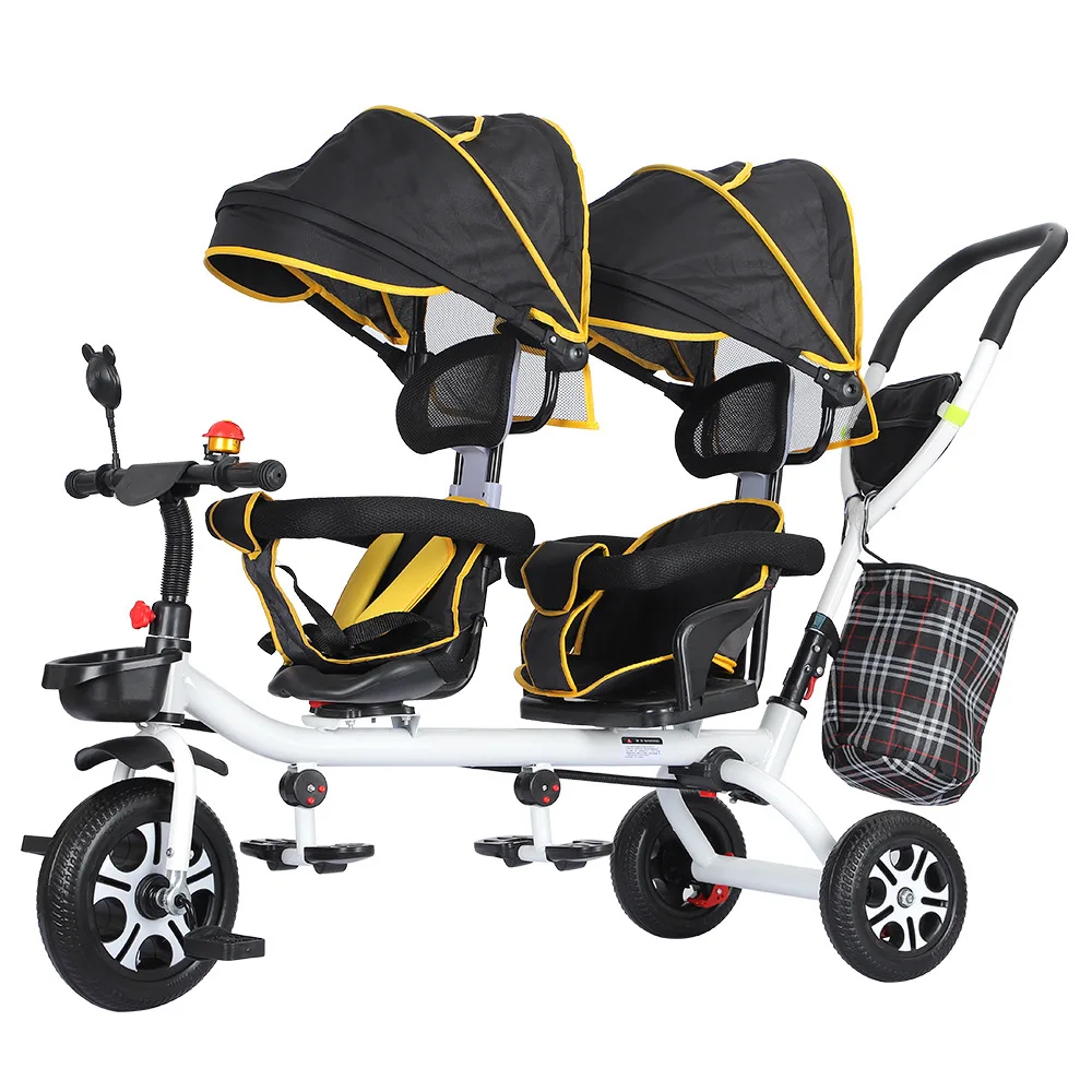 

Twin Baby Stroller Double Baby Stroller Artifact Children's Trolley Can Sit and Lie Down Folding Light Stroller Artifact