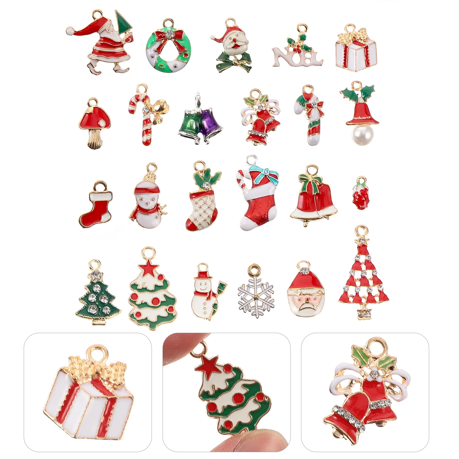 

23Pcs Christmas Theme DIY Pendants Alloy Key Chain Accessories
