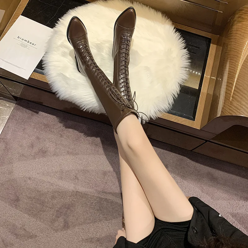 

Boots popular new autumn and winter white high women's pointed knight long boots