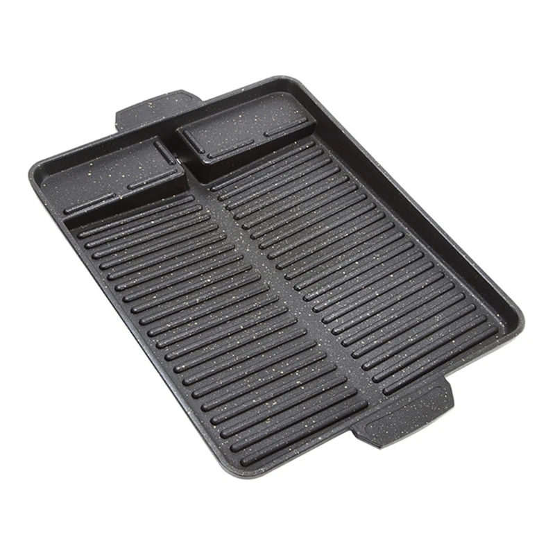 

Rectangle BBQ Grill Pan Non Stick Griddle Pan Plate Tray Ridged Surfaces Housewares for Indoor Outdoor BBQ Gas 367A