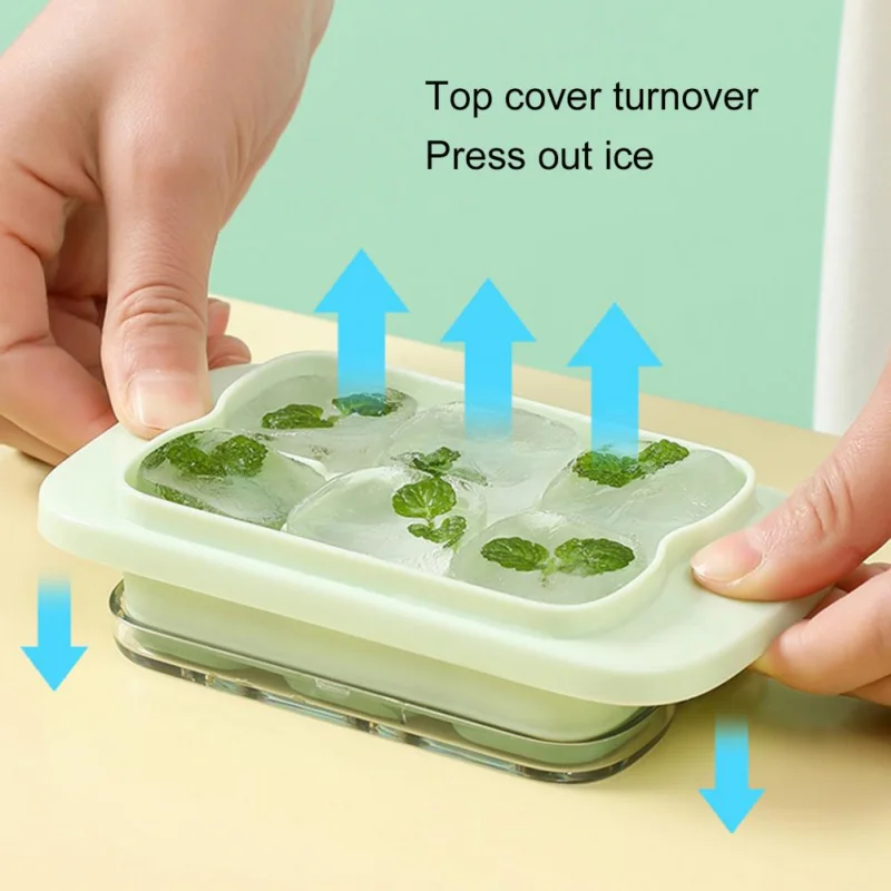 Durable Ice Cube Mold Non-Deformable Ice Cube Tray Easily Demold Diy 6 Grids Save Time and Effort Household Ice Cube Mold
