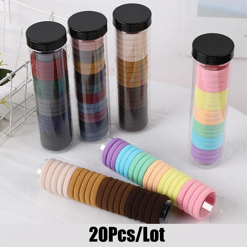 

20Pcs/Lot Women Hair Accessories High Quality Elastic Head Rope Seamless Rubber Band Simple Towel Ring Box Gifts Girls Headdress
