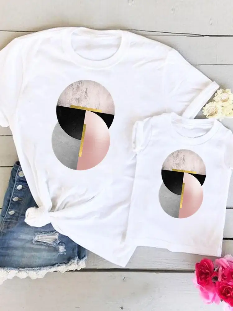 

Abstract Lovely Cute Fashion Tee Women Kid Child Summer Mom Mama Mother Graphic T-shirt Clothes Clothing Family Matching Outfits