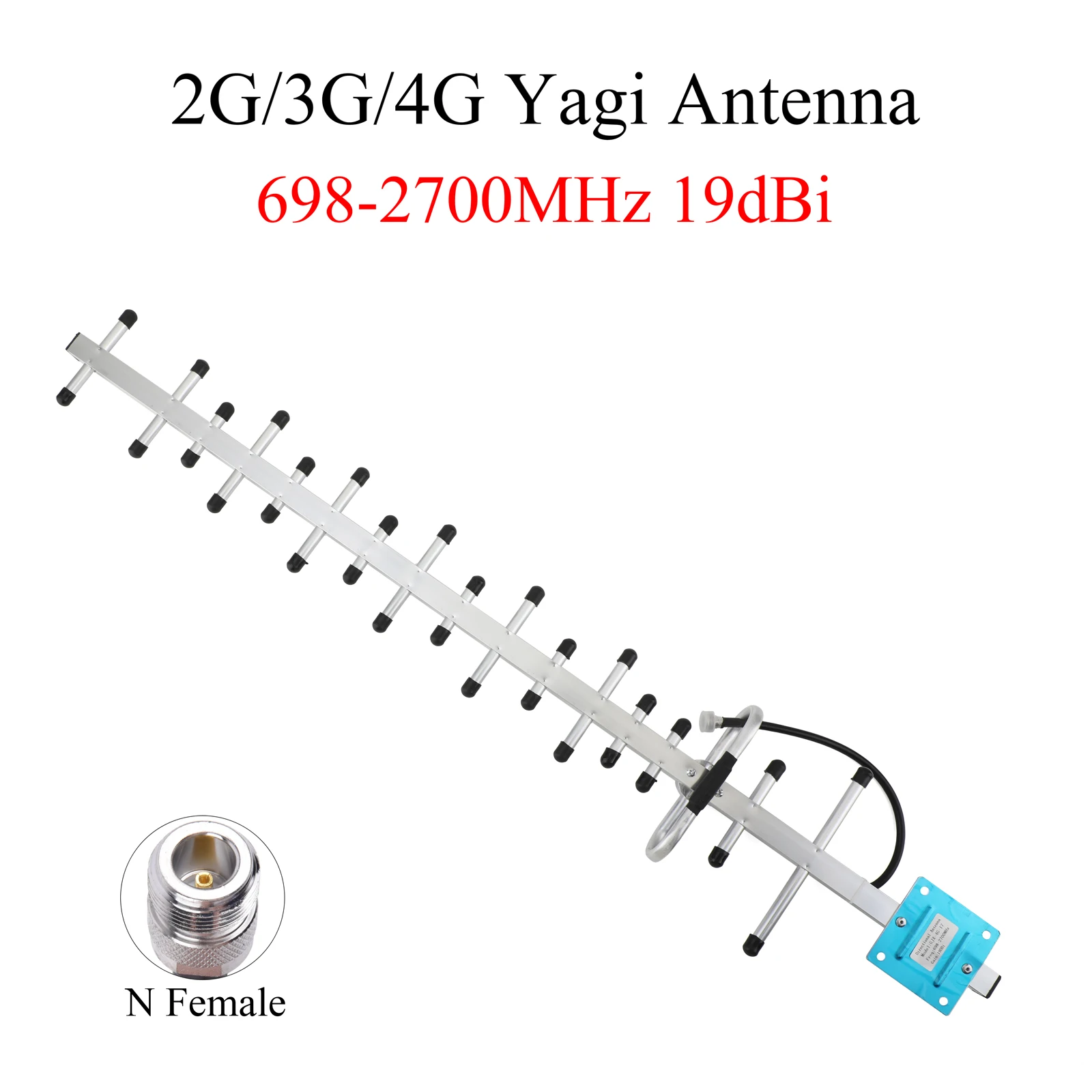 Фото Антенна Yagi 4G 19 дБи, 698-2700 МГц, с разъемом N Female, для наружного использования, с кабелем длиной 30 м, комплект для мобильного репитера GSM UMTS LTE. №1