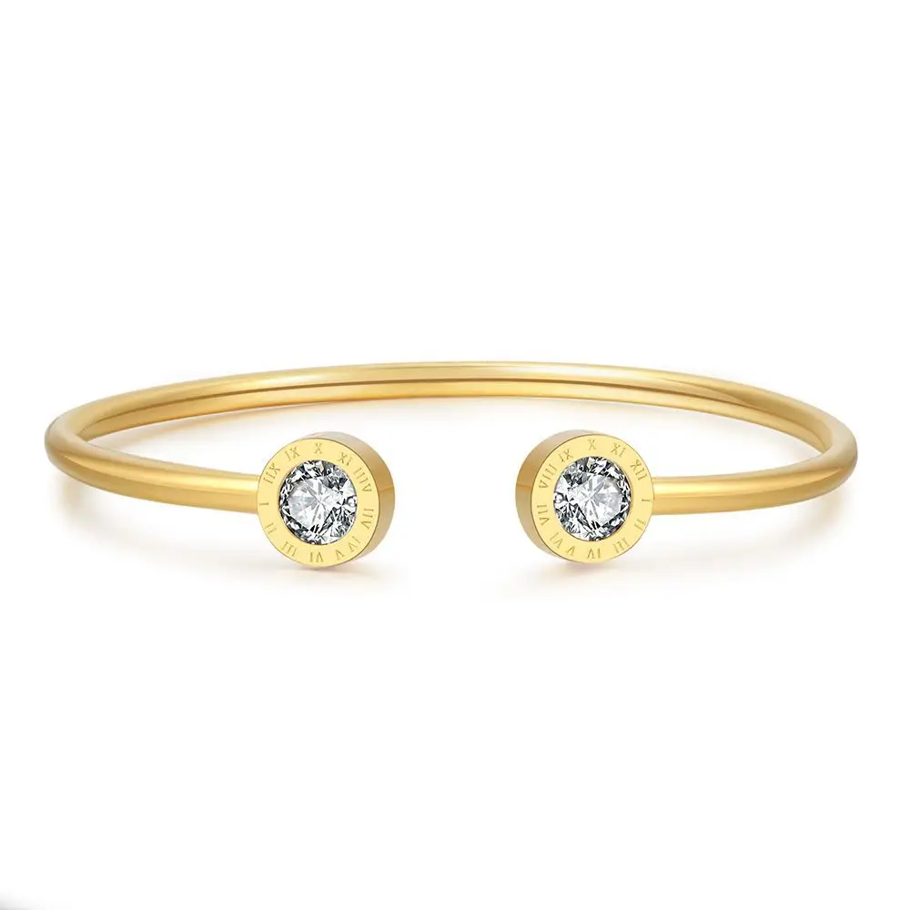 

Charmsmic C Shape Zircon Cuff Bracelet & Bangles Women Female Fashion Wristband Roman Numerals Hand Jewelry Accessories