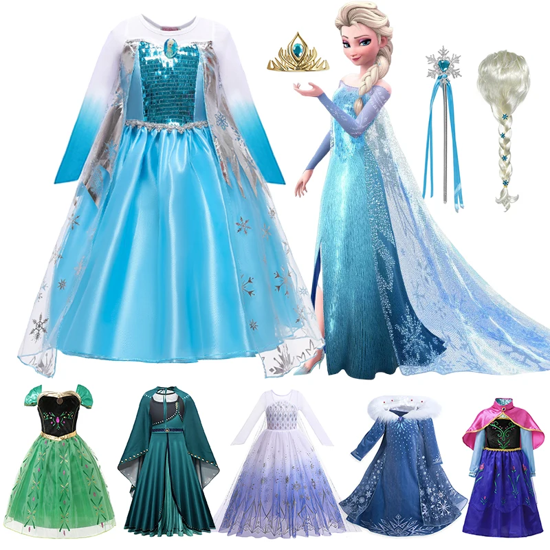 

Disney Frozen Girl Costume Elsa Anna Princess Dress for Girls Kid Cosplay Halloween Party Dress Snow Queen Fantasia Gown 2-10Y