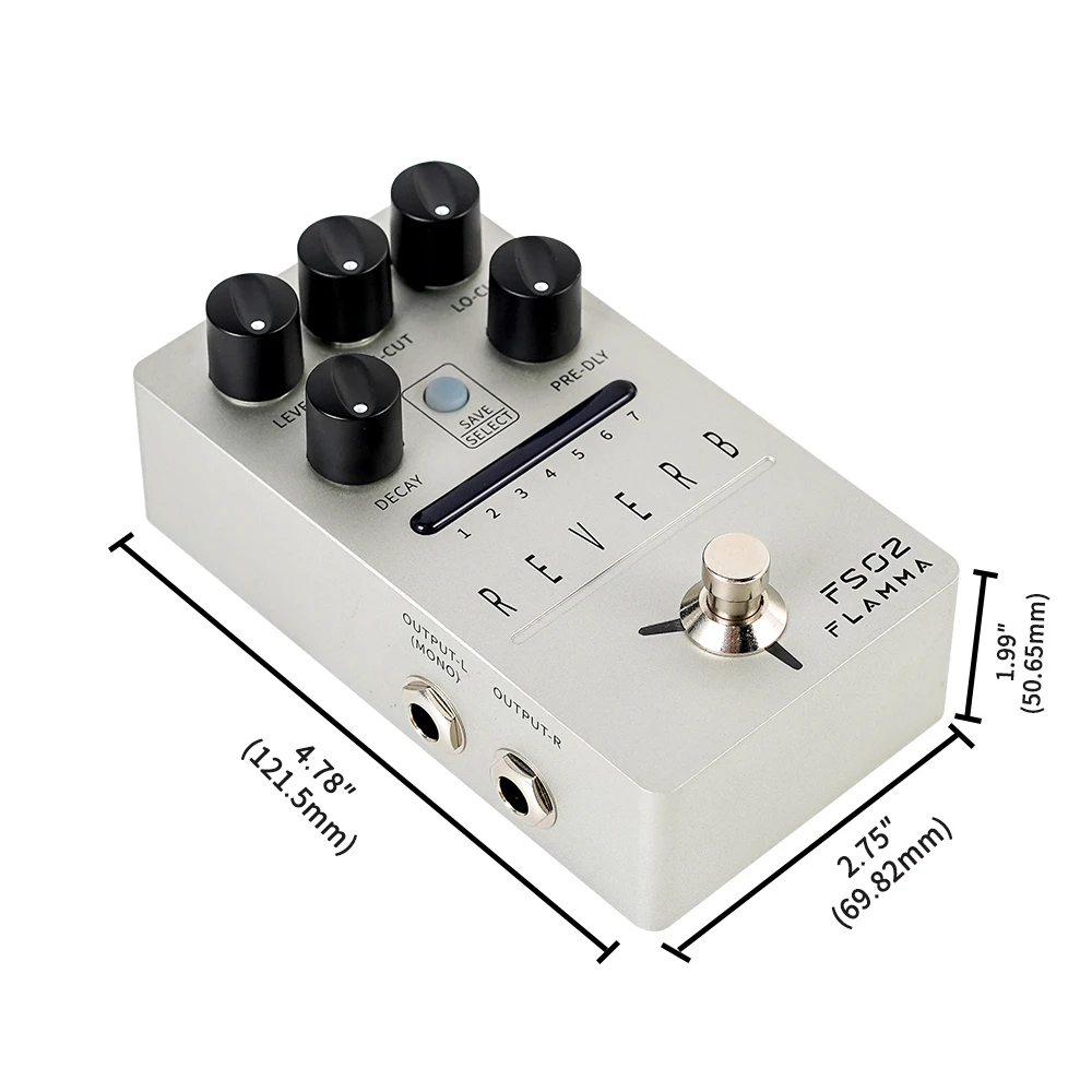 FLAMMA FS02 Reverb Pedal Reverb Stereo Electric Guitar Effects Pedal with Spring Reverb True Bypass Storable Preset Trail On enlarge