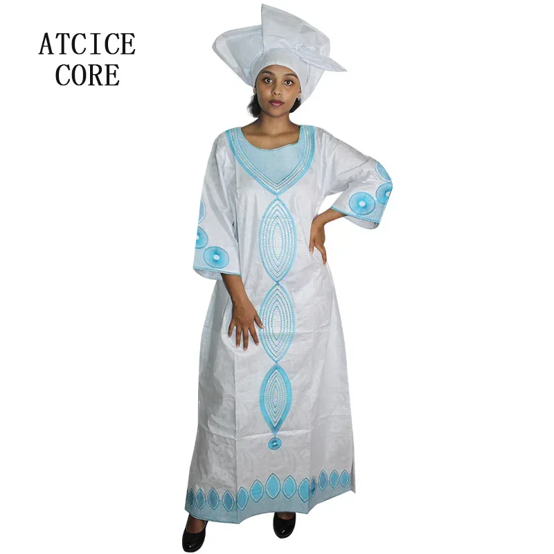 Африканские платья для женщин Bazin Роскошное дизайнерское длинное платье с