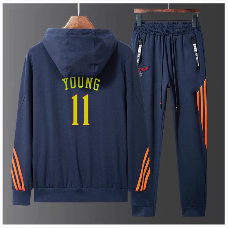 

2022 Mens New American Basketball Jerseys Clothes #11 Atlanta Hawks Trae Young Sweatshirt Hoodies Jacket Two Piece Set Zipper