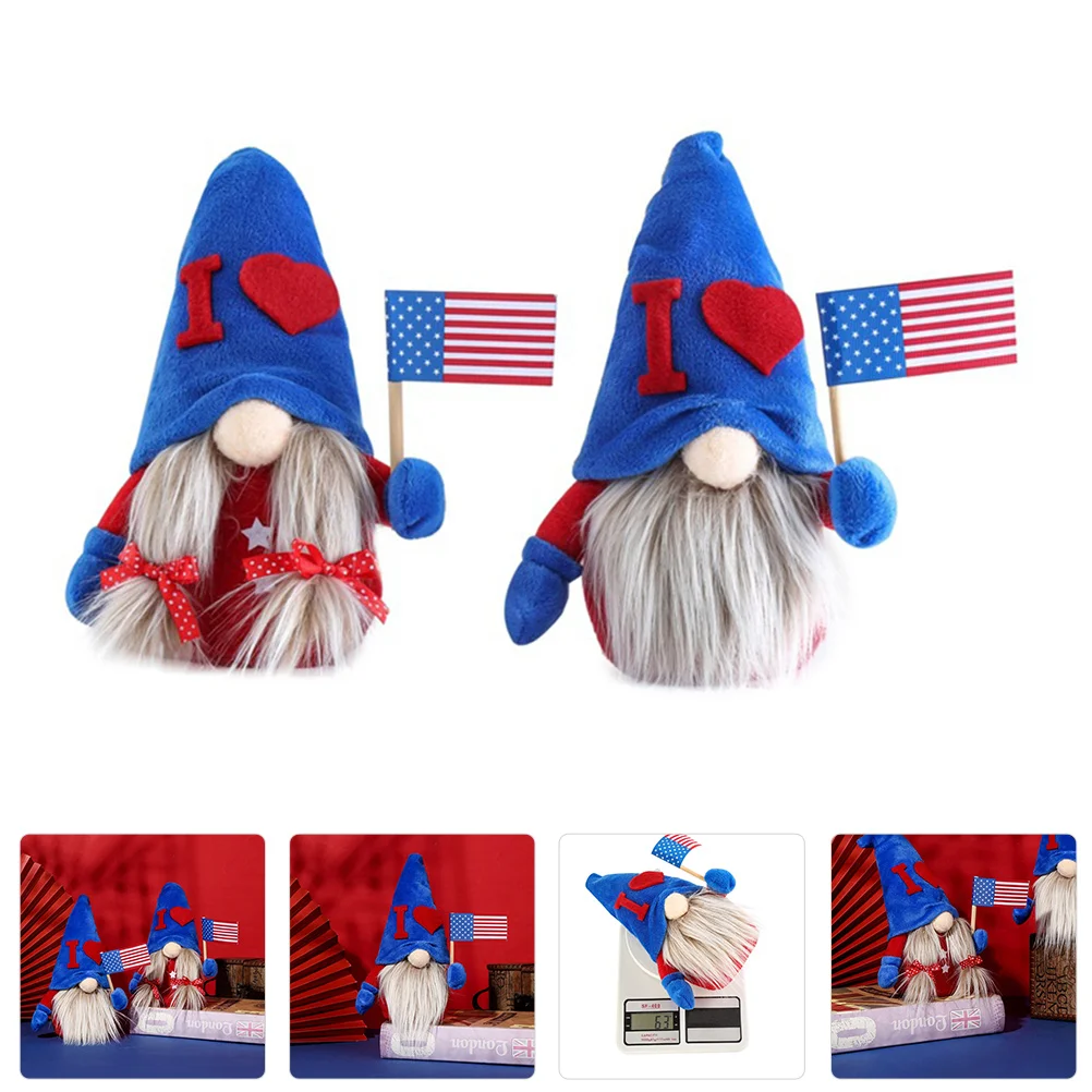 

2pcs Independence Day Sitting Dwarf Dolls Faceless Dwarf Toys Adornments