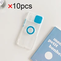 slide camera protection phone bag for xiaomi mi 11 lite 5g case with ring holder redmi10 11t pro shell colorful clear soft 10pcs