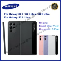 100 original samsung galaxy s21 ultra s21 plus 5g with spen stylus s view flip cover smart mirror leather wallet flip case