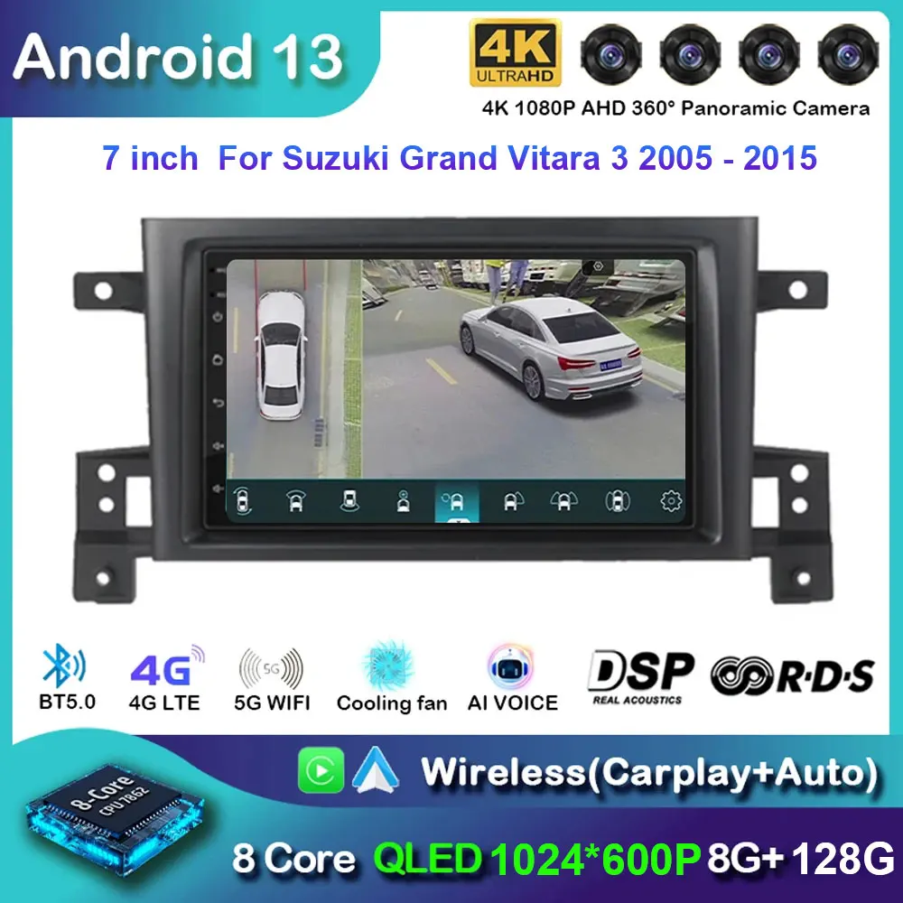 Andriod 13 для Suzuki Grand Vitara 3 2005-2015 автомобильный радиоприемник мультимедийный