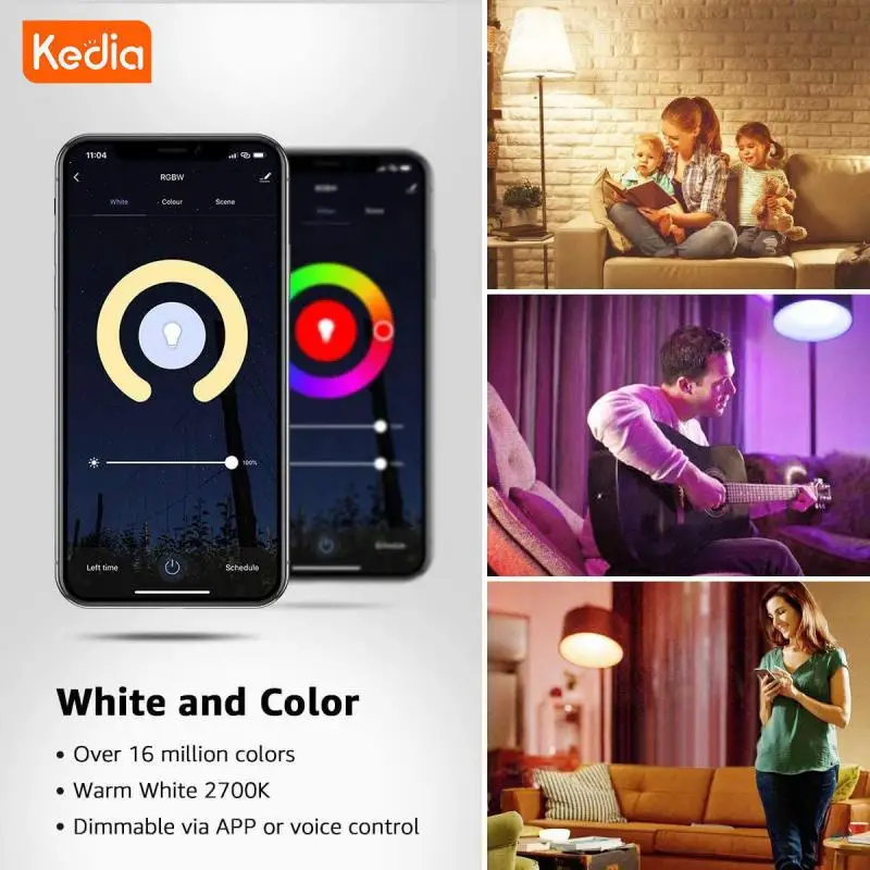 

Ultra-low Power Consumption Dimming Led Bulb Cellphone Wifi Voice Control Smart Light Bulbs Energy Saving Multicolor Led Lamp