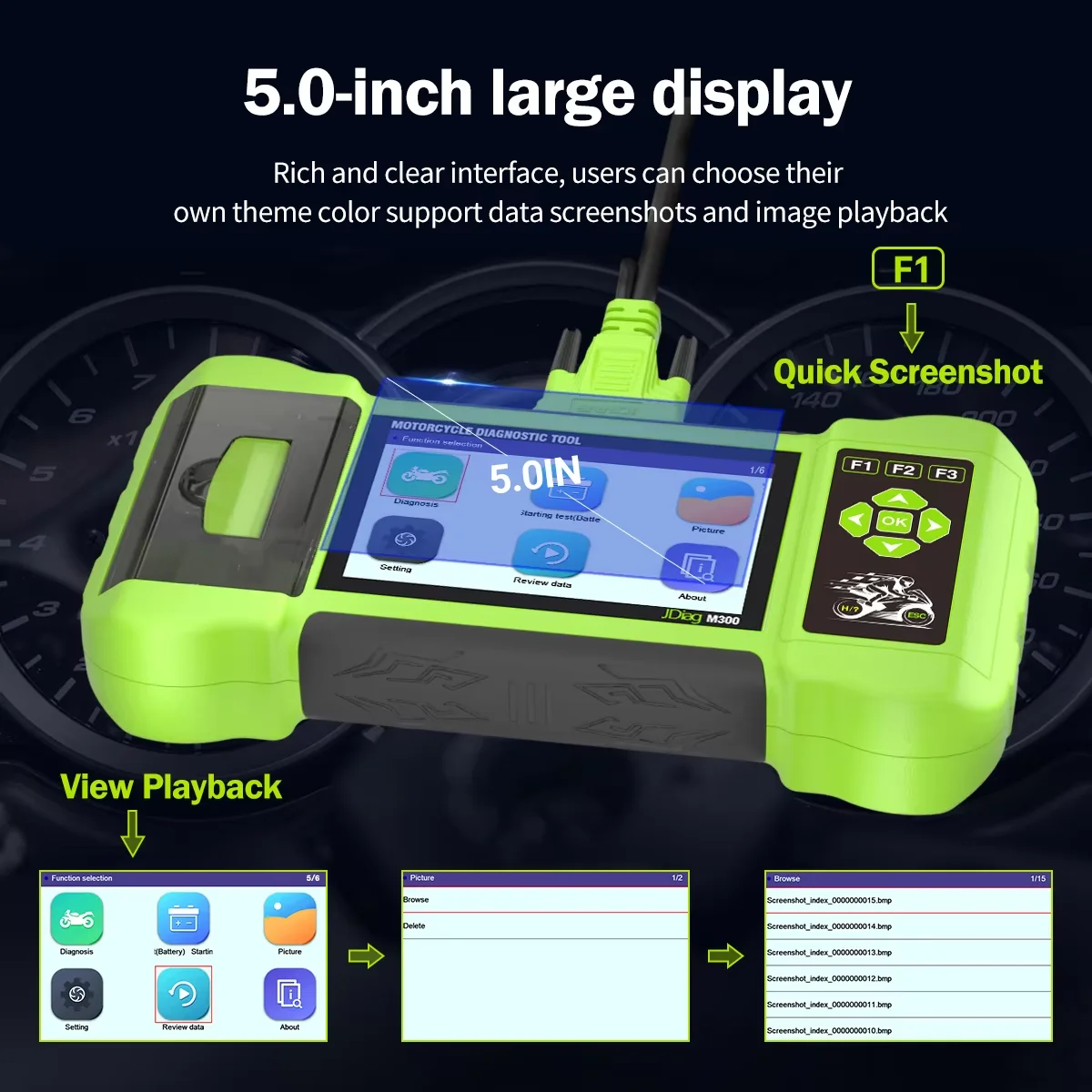 Фото JDiag M300 OBD2 Scanner Motorcycle Diagnostic Tool - Moto Scanner for Fault Code Read ABS Engine Compatible with BMW Yamaha Harl №4