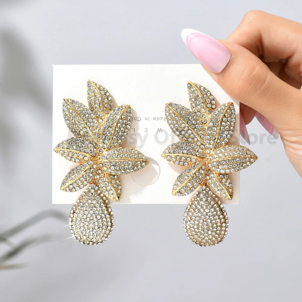 Модные геометрические металлические полностью хрустальные Висячие серьги для