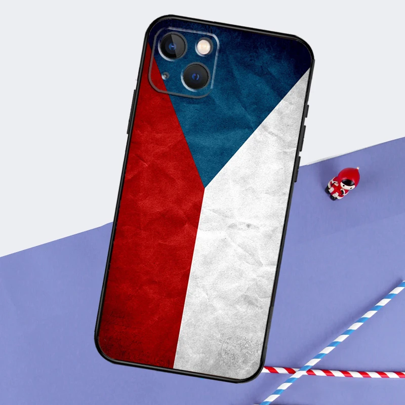 Чехол для телефона с флагом Чешской Республики iPhone 16 Pro Max 11 13 14 15 12 Mini XR Plus 16e Задняя