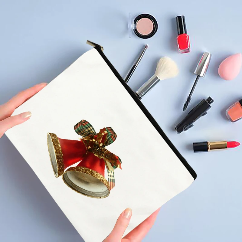 

Christmas Bell French Print Cosmetic Bag Portable Makeup Bag High Quality Women Cosmetic Bag for Storing Things Necessaries