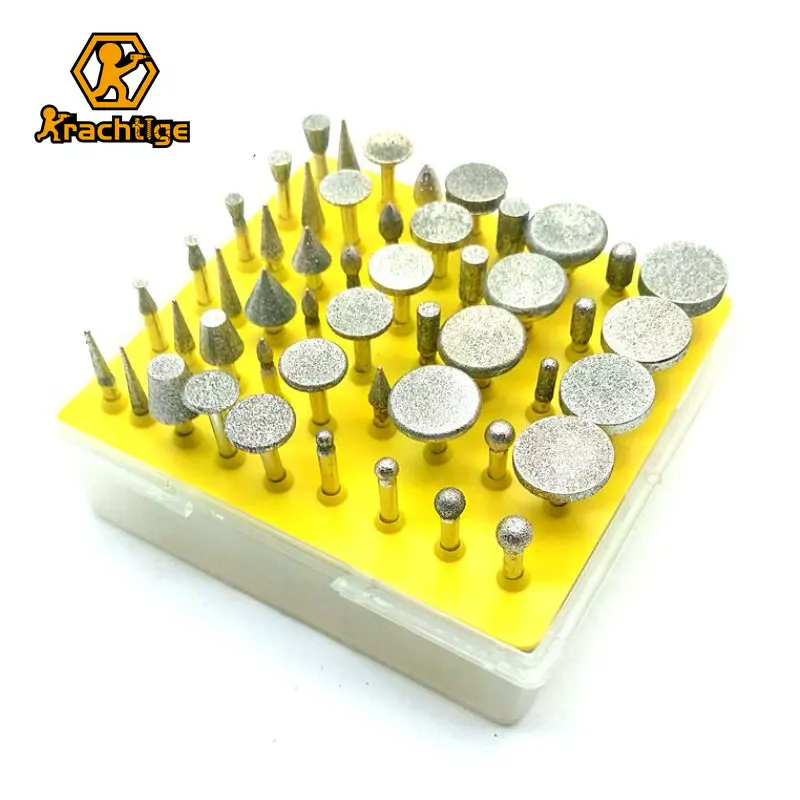 Krachtige  50pcs Diamond Tipped Coated Rotary Grinding Head Glass Jewelry Lapidary Burr Grit 150 Grinder Head tools