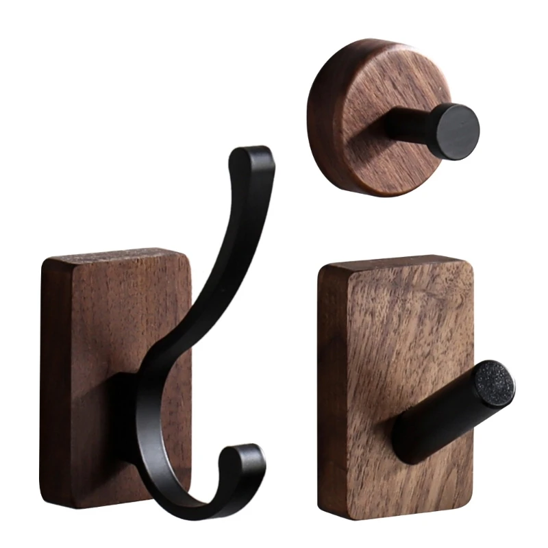 Hooks Wood Wall Hooks For Hanging-coat Decoration Rustic-walnut Wood Hardware Wall Hooks Hanger Keychain Holder F1fb