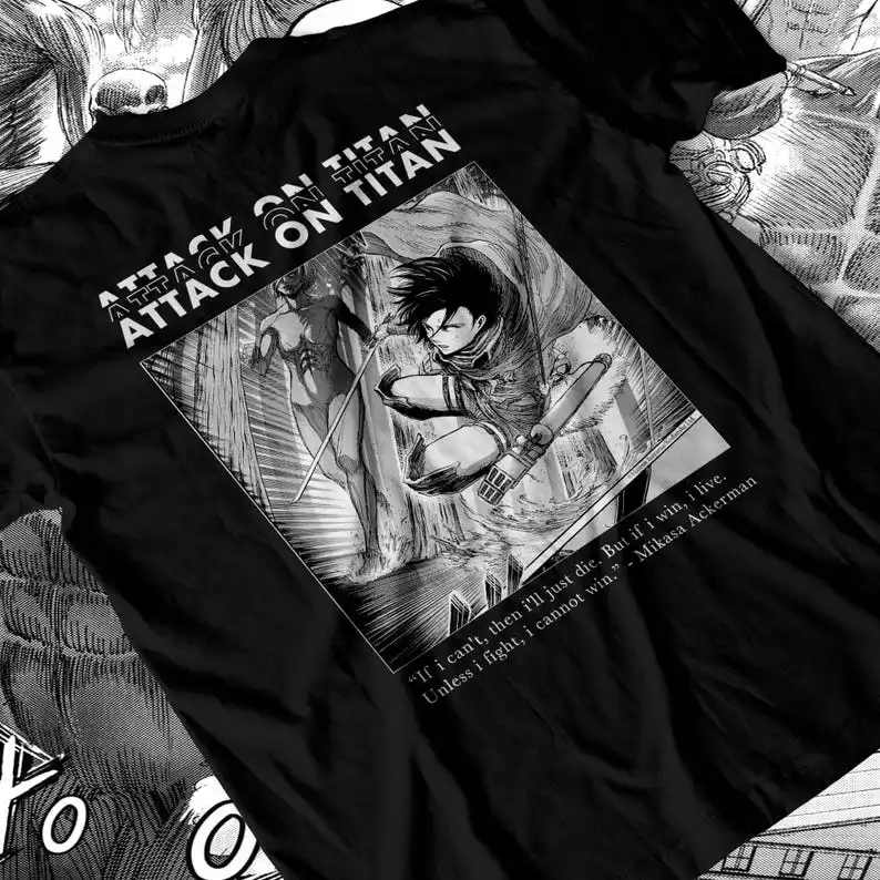 Футболка Mikasa Ackerman AOT из атаки на Титанов японская манга Мерч аниме унисекс