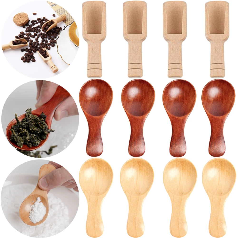 

20/10pcs Mini Wooden Salt Spoons Tea Coffee Scoops Seasoning Candy Spices Bath Salt Spoons Milk Powder Scoop Kitchen Accessories