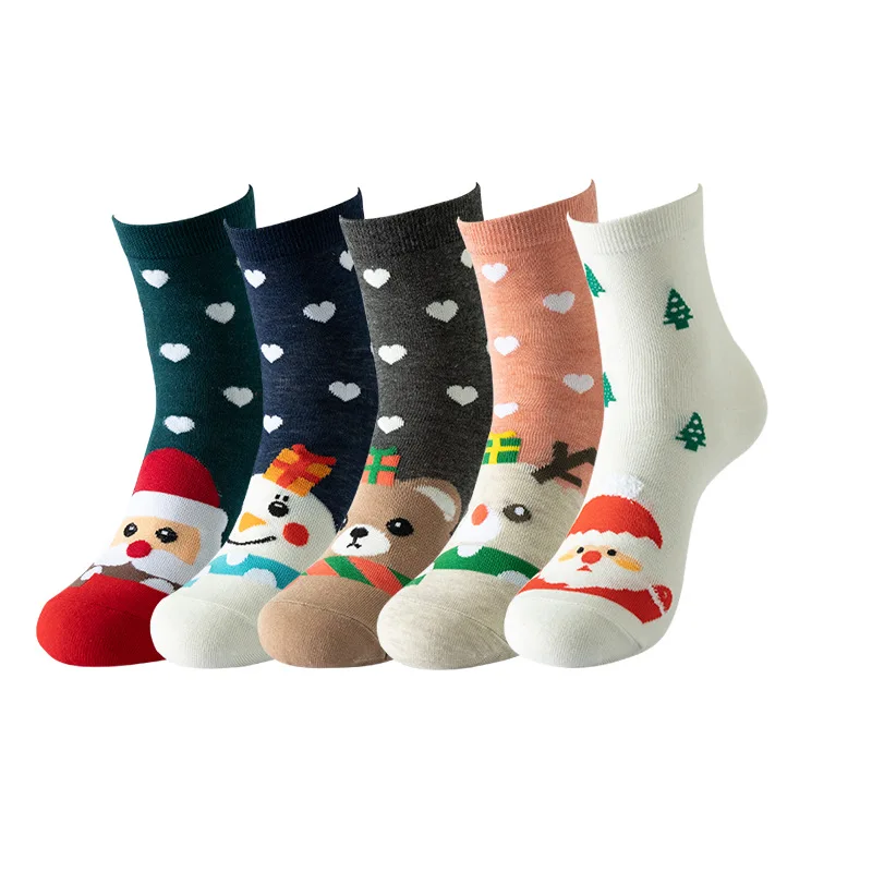 5Pairs Womens Cute Dog Patterned Animal Socks Colorful Funny Casual Cotton Novelty Crew Socks Christmas Holiday Crew Socks Gifts