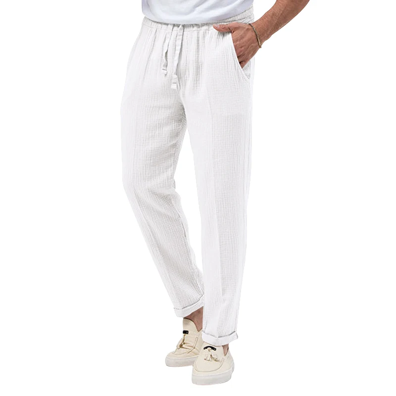 

2023 Spring/Summer New Men's Fashion Trend Pull Cord Solid Checkered Casual Work Wear Pants