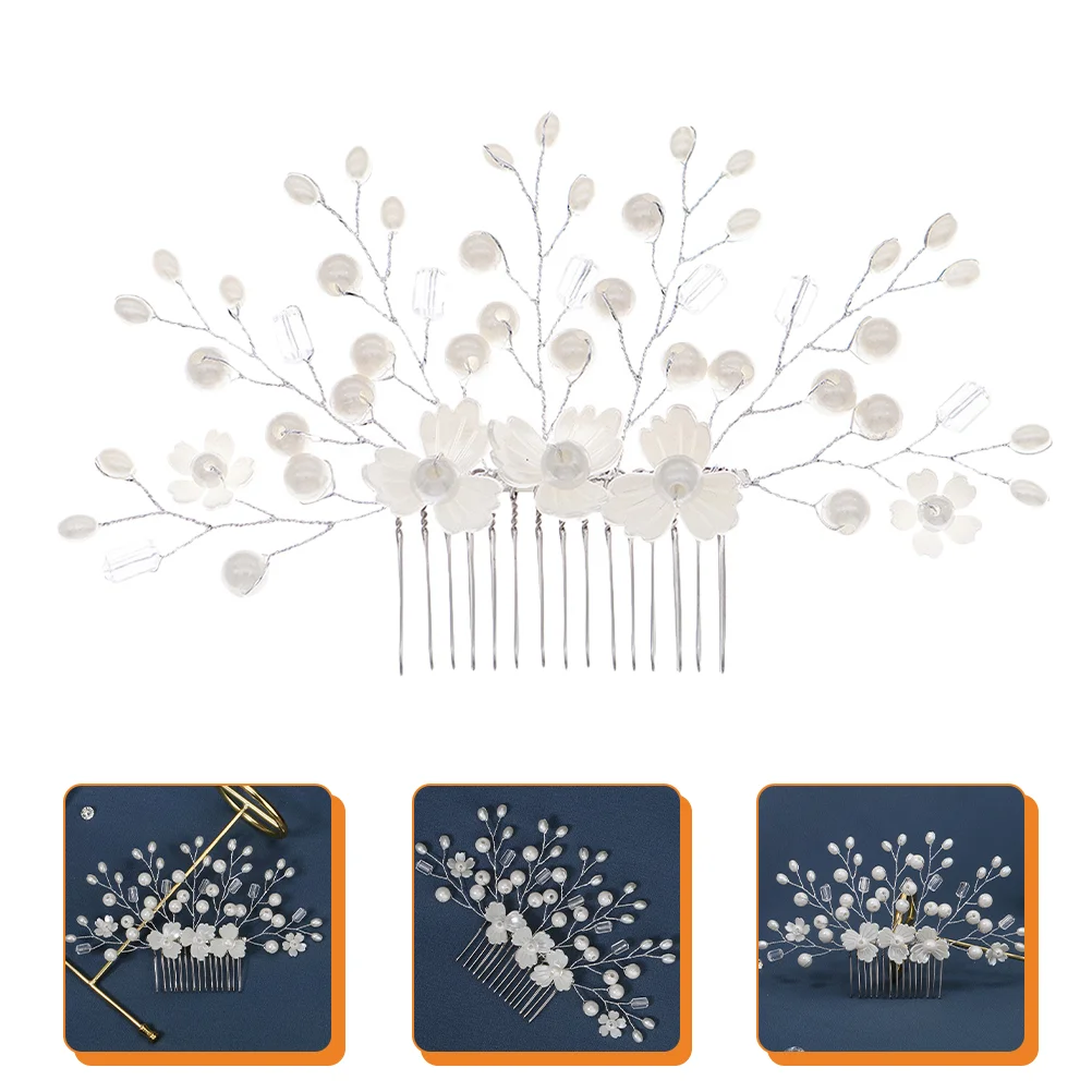 

Hair Comb Clips Bridal Wedding Floral Headwear Side Headpiece French Combs Bride Pearl Headdress Crystal Hanfufairy Hairpin