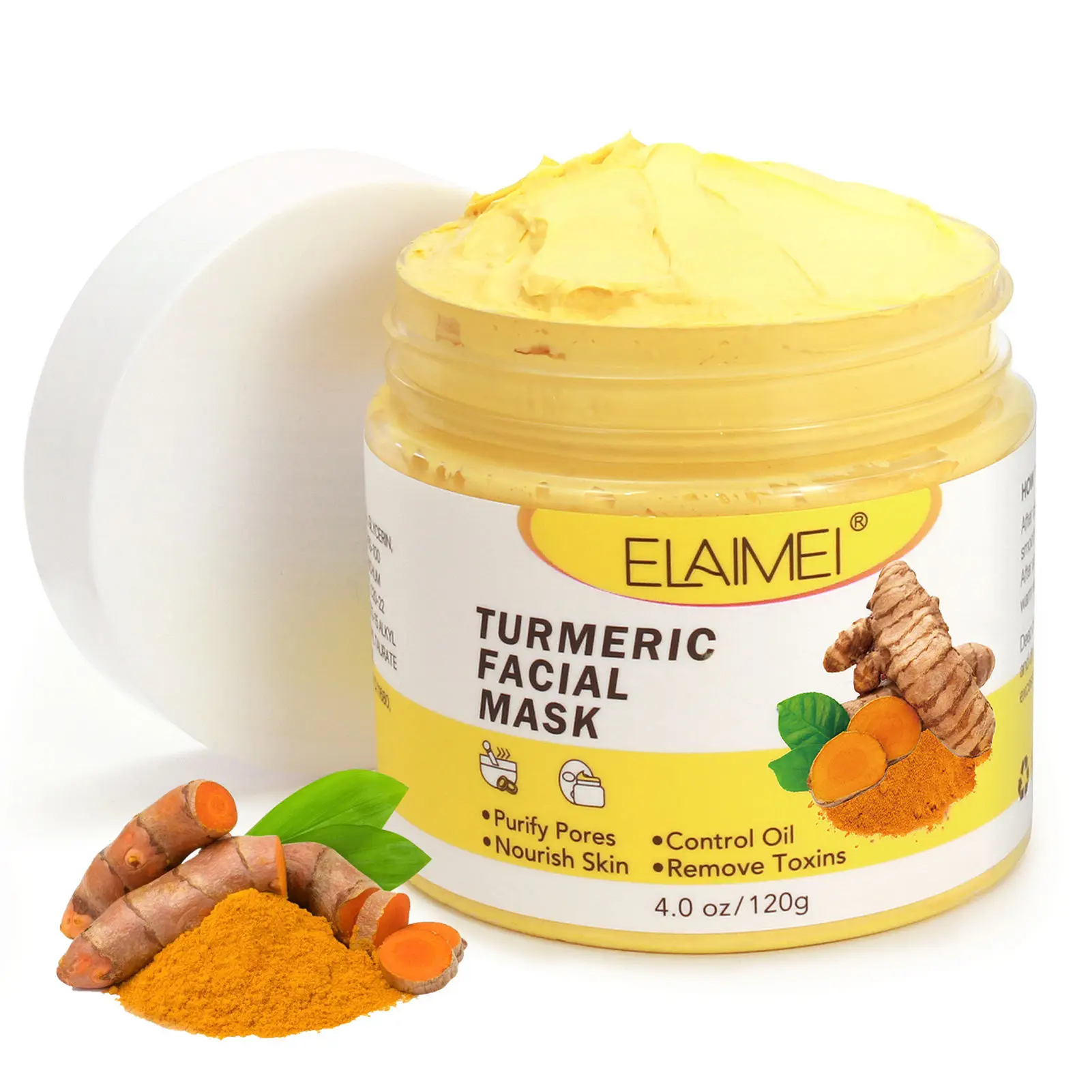 

Turmeric Face Clay Mask Beauty Facial Cleansing Blackheads Skin Care Brighten Tone Purify Pores Oil Control Facial Mud Mask