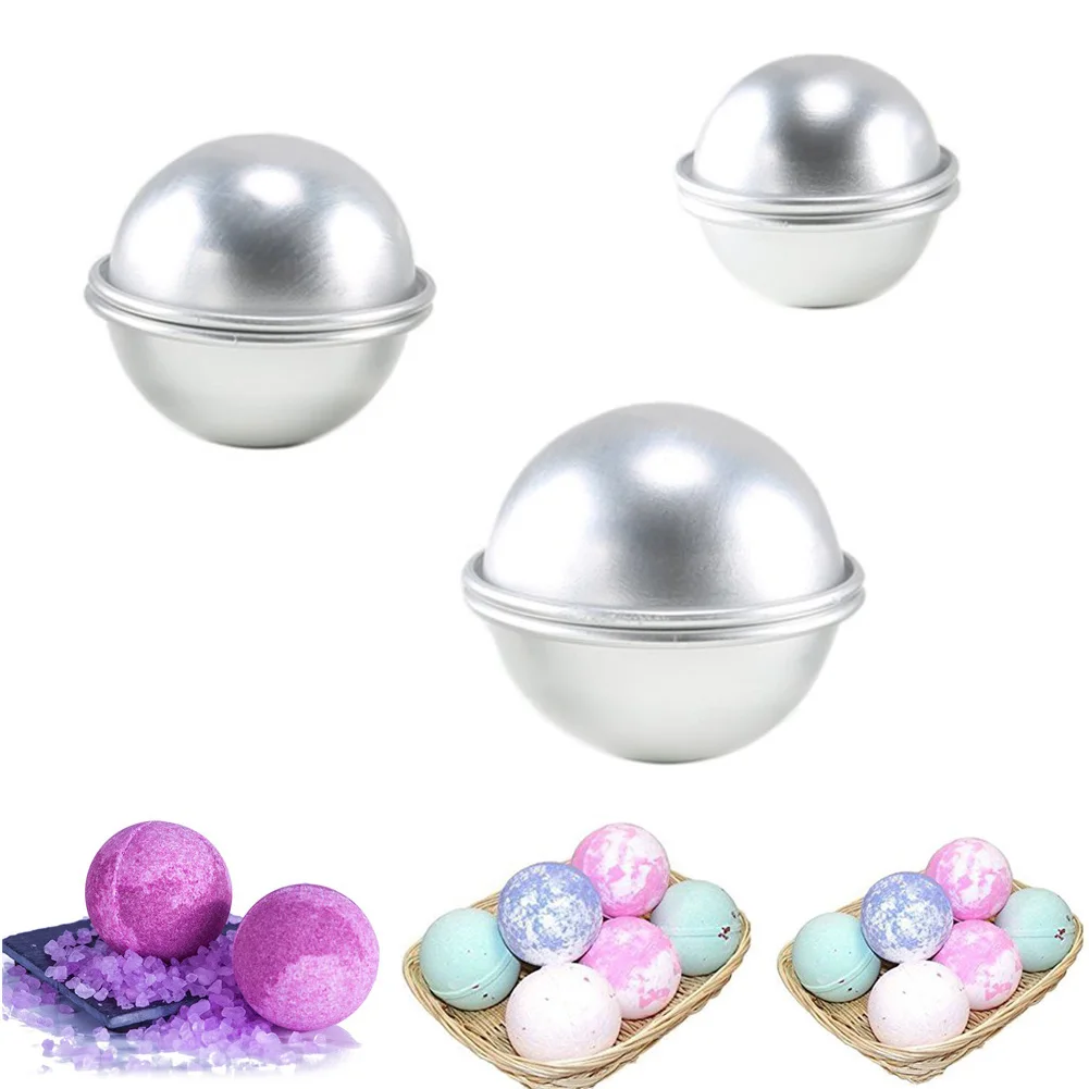 

3PCS/Set Round Aluminium Alloy Ball Bath Bomb Molds DIY Tool Bath Bomb Salt Ball Homemade Crafting Gifts Semicircle Sphere Mold