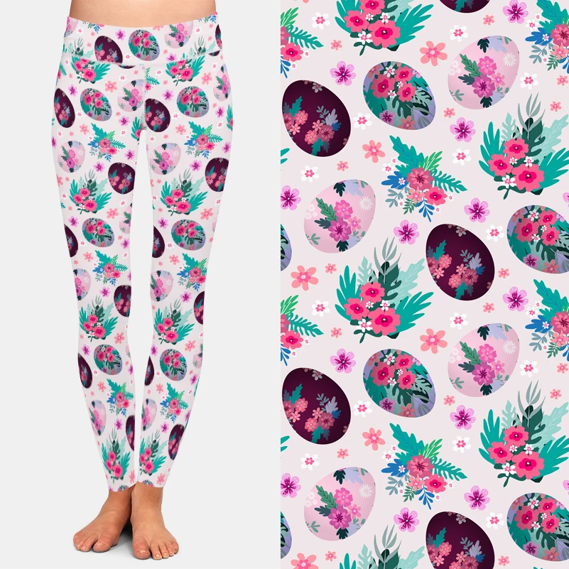 LETSFIND 2021 Fashion 3D Rabbit Happy Easter Bunny Holding Colored Egg Print Women Leggings High Waist  Workout Legging