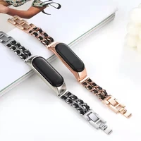 metalleather strap for xiaomi mi band 7 6 5 4 3 smart stainless steel bracelet wristband correa for xiaommi mi band 7 6 5 belt