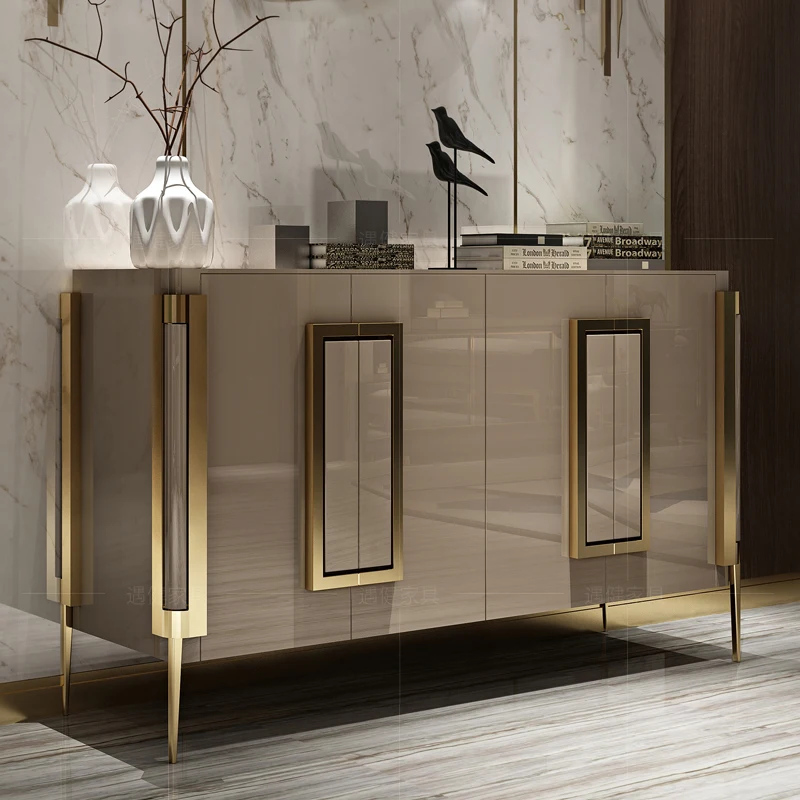 

Light luxury sideboard Italian minimalist porch stainless steel Nordic foyer cabinet modern locker complete