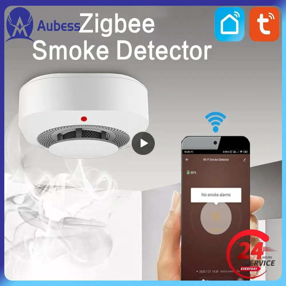 

Smart Smoke Fire Alarm Sensor Safety Prevention Zigbee Smoke Detector Home Security System Battery-powered Alarm App Control