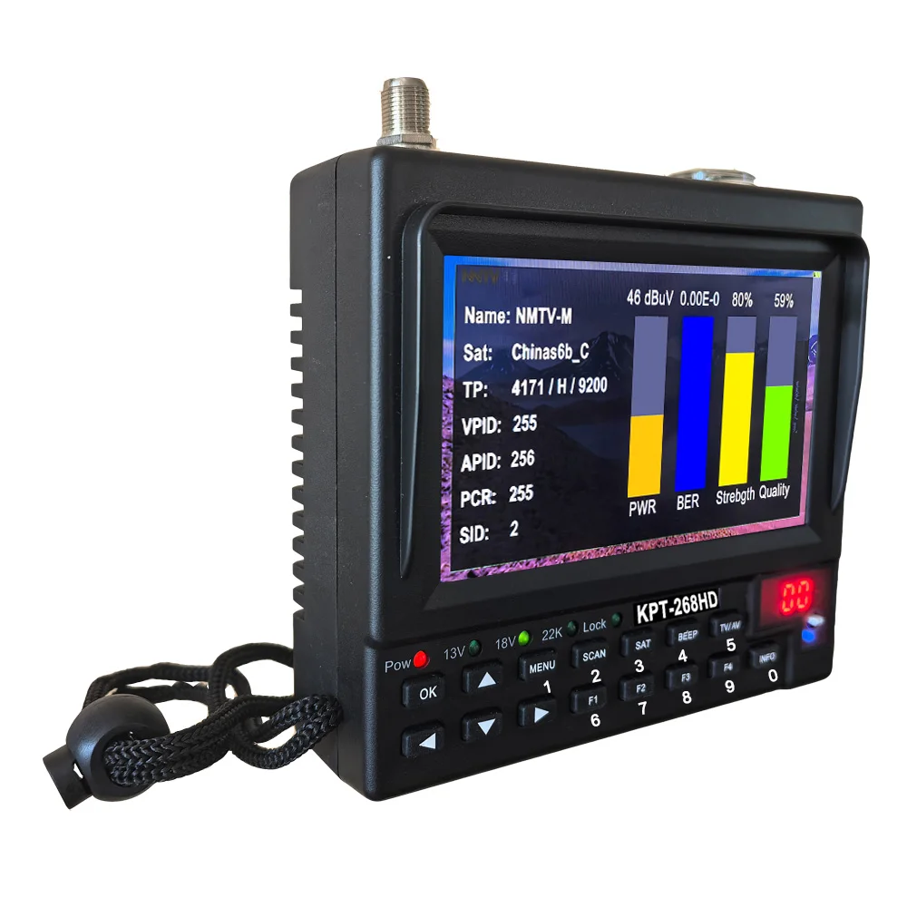 Фото Измеритель уровня сигнала спутникового телевидения DVB-S2 HD MPEG-4 DVB-S/S2 MPEG-4 AVS/AVS+ HEVC(H2.65) ABS-S KPT-268HD №5