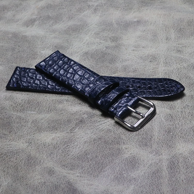Exquisite Thin Crocodile Leather Watchbands Alligator Grain Watch Band Bracelet 18mm 19mm 20mm 21mm 22mm Dark Blue Soft Strap