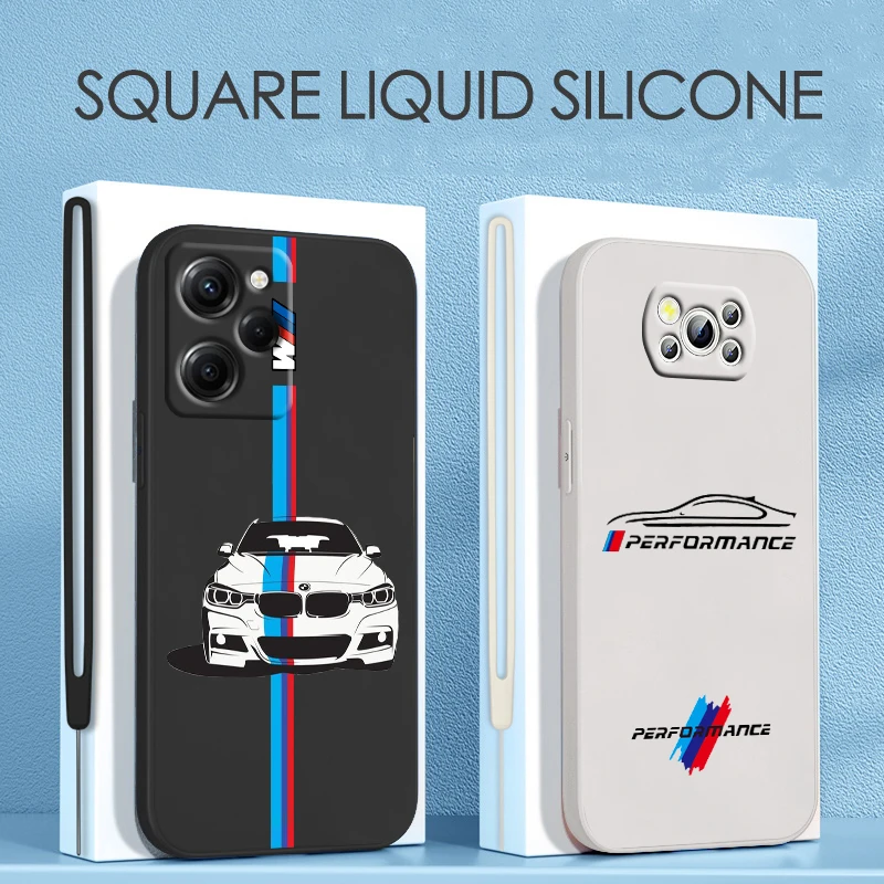 

Red Blue BMW For Xiaomi POCO X5 M5 C40 M4 X4 F4 C40 X3 NFC F3 GT M4 M3 M2 Pro C3 X2 4G 5G Liquid Rope Soft Phone Case Coque Capa