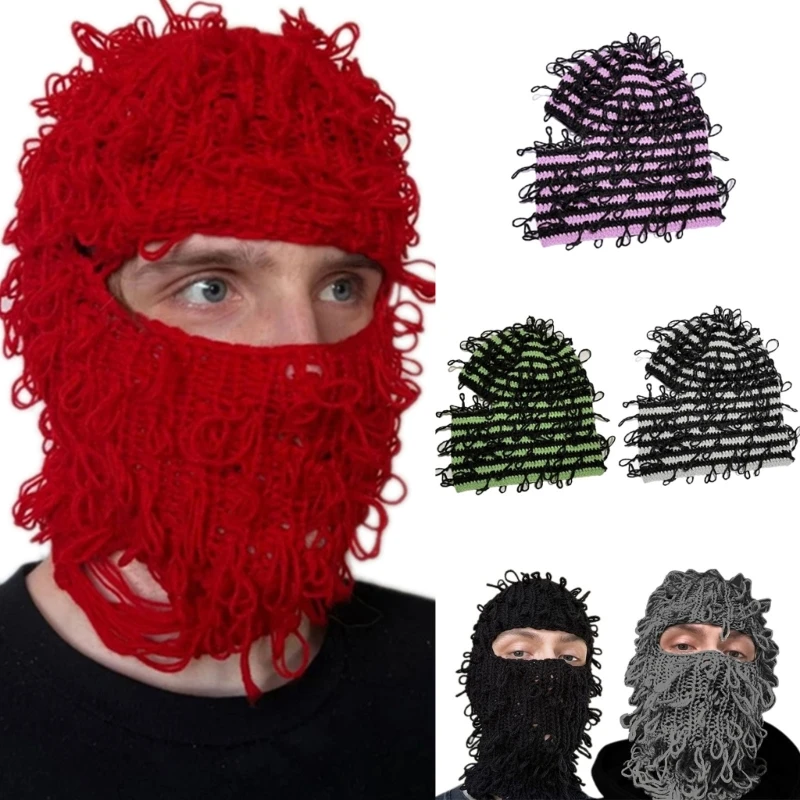 

Spooky Knitted Beanie Hat Halloween Messy Coils Ghost Balaclava Hat Costume Drop shipping