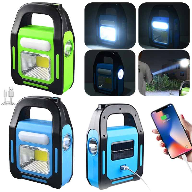 

Solar COB LED Flashlight Handheld Lantern Power Bank Waterproof Solar Camping Flashlight Multifunctional Camping Floodlight