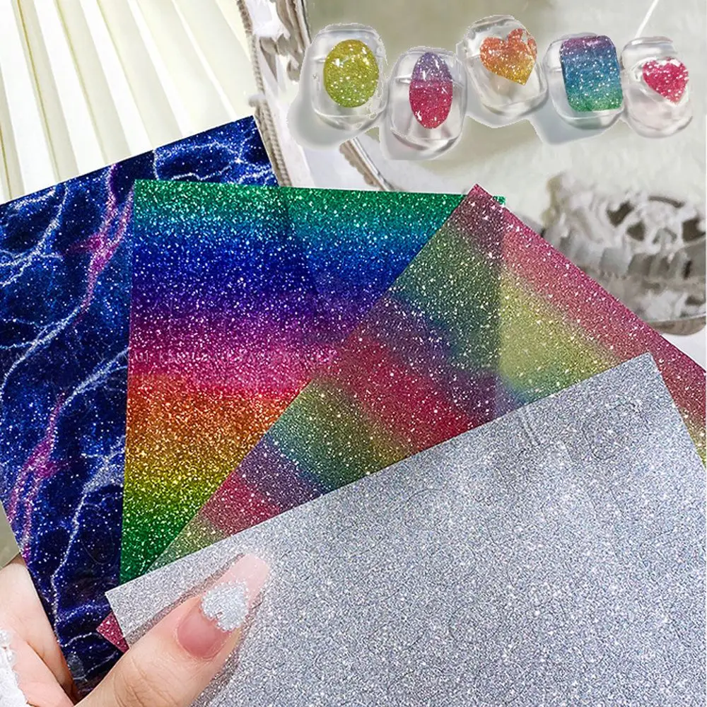 

1PC Super Rainbow Aurora Sticker Laser Chips Ice Cube Nail Sticker Aurora Crystal Paper Nail Manicure Jewel Decoration